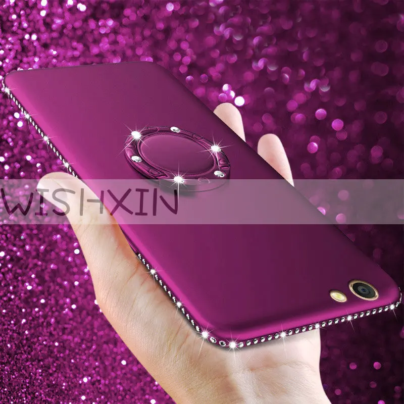 

For Vivo Y81 Luxury Bling Diamond Phone Case For Vivo Y81 Case Silicone Soft Cover + Finger Ring Magnetic For Vivo Y81