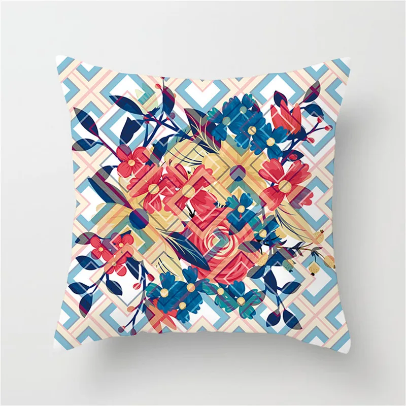 Fuwatacchi Plum Flower Butterfly Cushion Cover Cherry Leaf Pillow Case Linen Cotton Pillow Covers Bedroom Sofa Decoration