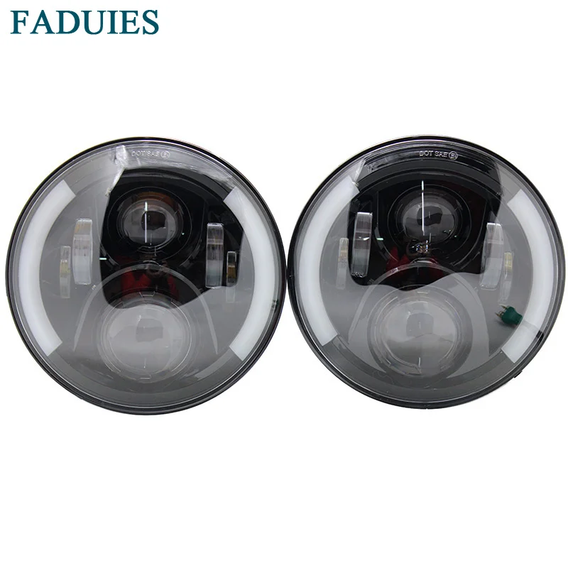 1 2Pcs 7 inch Round HiLo Beam LED Headlights With DRL Halo Angel Eye For Jeep Wrangler JK 2007-2016 (2)