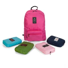 Large Capacity Backpack Casual Bag Folding Backpack Foldable Bag Light Plaid Pattern Comfortable Foldable Travel Accessories Red