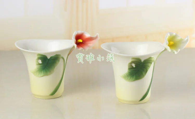 Керамическая кофейная чашка Calla Flower из костяного фарфора фарфоровые цветные