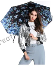 3pcs get 1pc free Fiberglass windproof 5 times black coating anti-UV parasol pocket folding forget me not flowers print umbrella santoro london закладка магнитная forget me not all these words