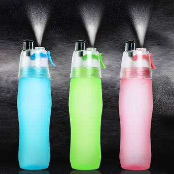 

Creative Button Mist Spray Bottle 740ML Portable Atomizing Professional Sports Leakproof Dual use Bottle Water Bottle