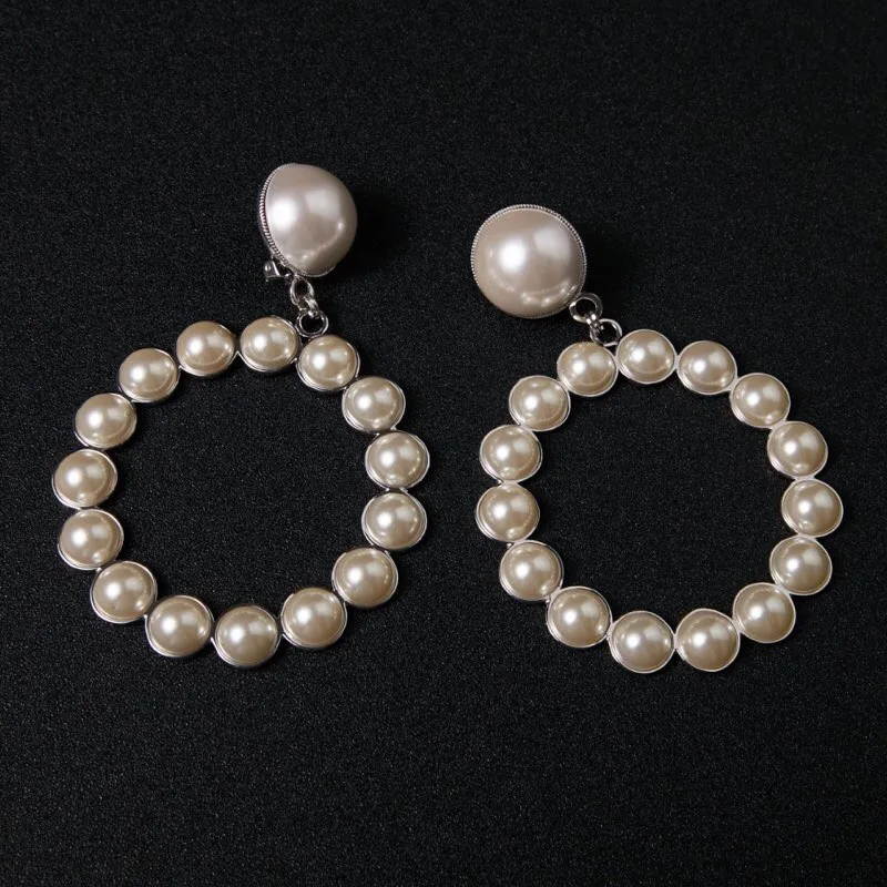 

New fashion designer 3A cubic zirconia party pearl jewelry half peal clip earrings statement wedding jewelry luxury brand