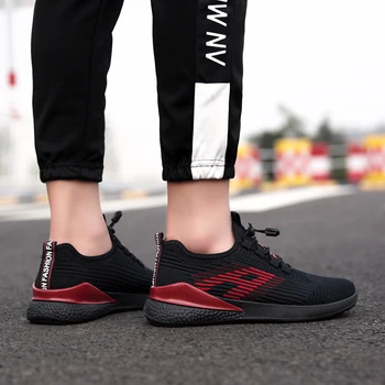 

2020 New Summer Men's Sneakers Fashion Contrast Color Casual Shoes Flying Woven Breathable Upper Wear-resistant High Sole Man's