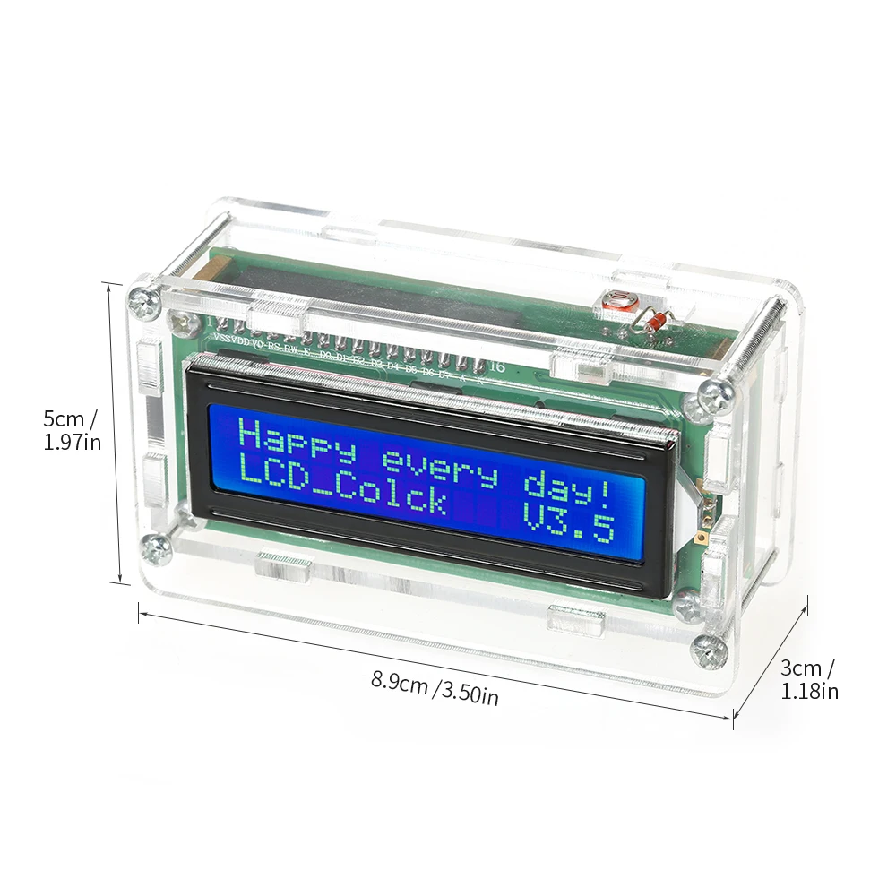 DIY цифровой таймер ЖК-часы комплект программист Дата Время Температура дисплей с прозрачный чехол с таймером переключатель