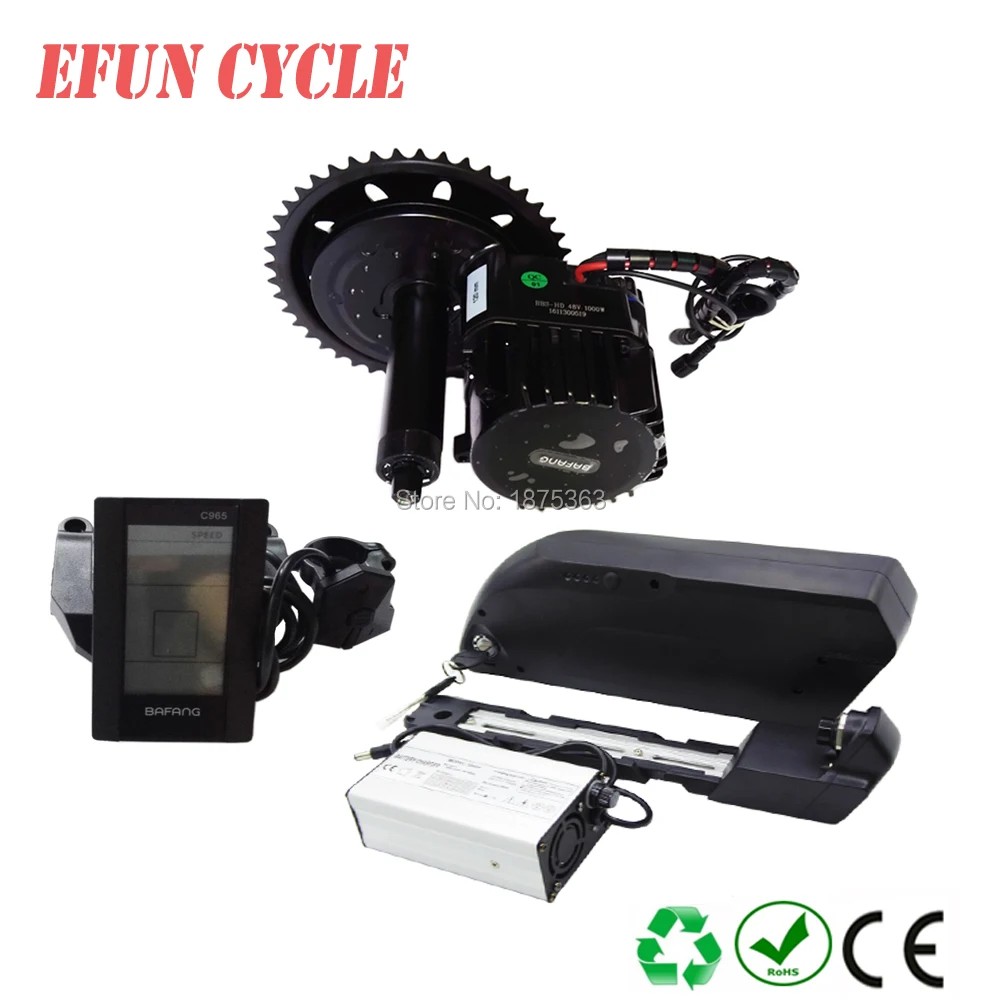 

Free shipping BAFANG BBSHD 48V 1000W central crank motor kits with 48V 11.6Ah Lithium ion tiger shark down tube ebike battery