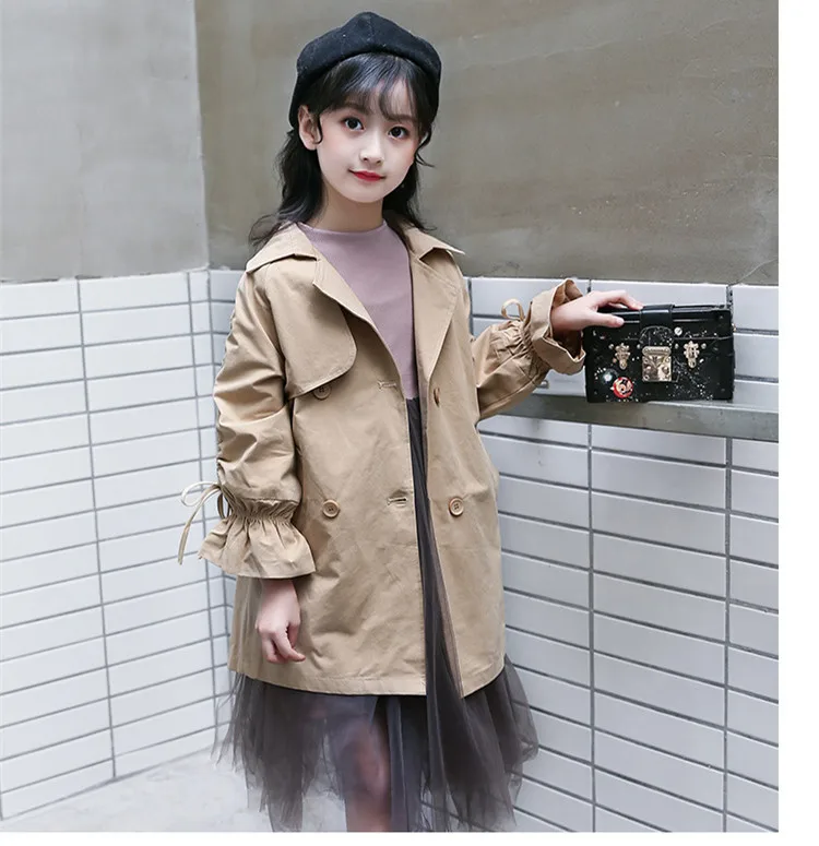 new style girls clothes teens windbreaker children long outfit coat princess trench coats 011