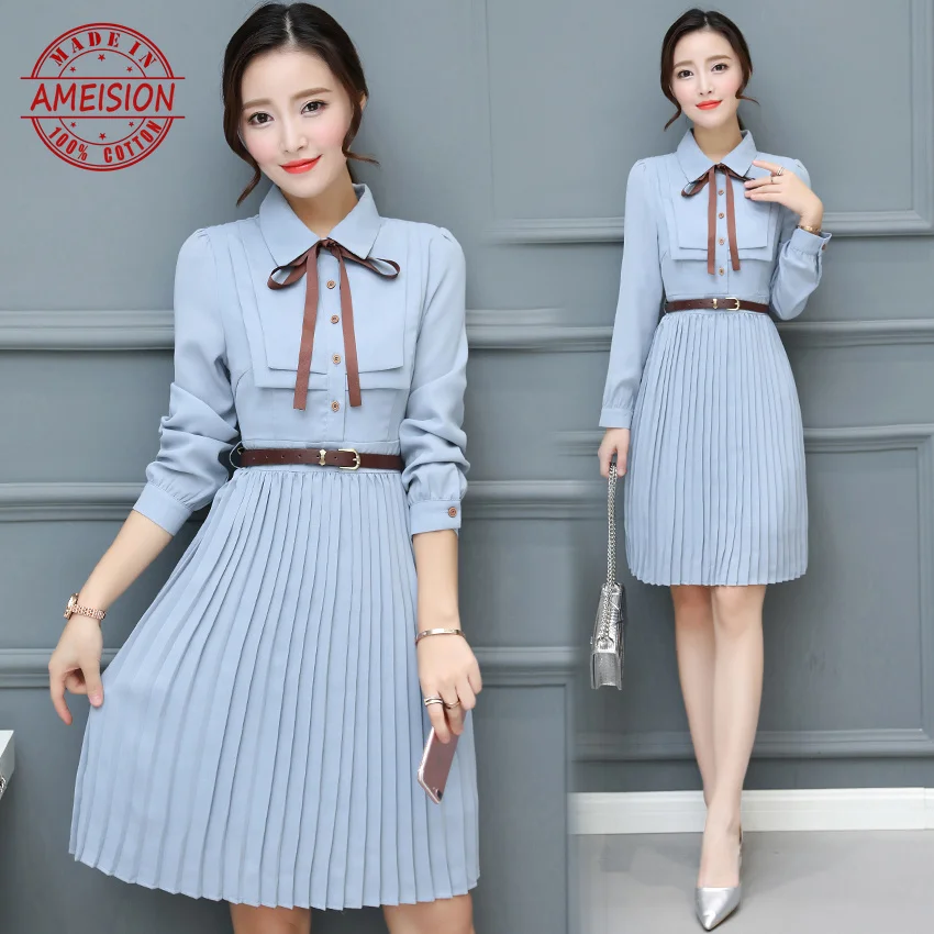 

2019 Autumn Winter New Chiffon Midi Dress Bodycon Korean Dresses Boho 2019 Elegant Women Party Vestidos Long Sleeve Tshirt Dress