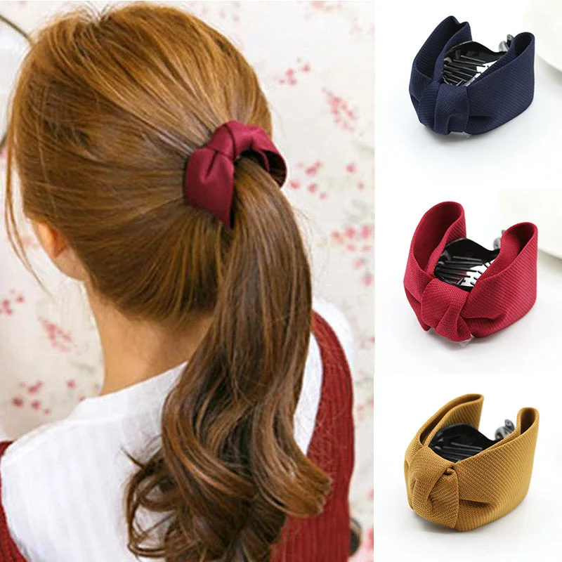 

LNRRABC 1PC Hot Sale 10Colors Solid Grid Big Bows Ties Ponytail Women Brief Promotional Hair Claws