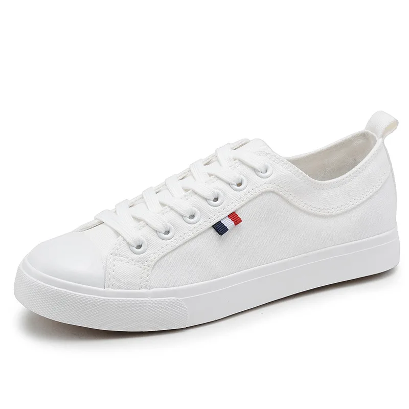 

dwayne spring and summer new white canvas shoes Korean casual low to help flat white shoes female