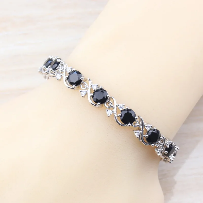 

925 Sterling Silver Unique Magic Black Zircon Link Bracelet Health Fashion Jewelry For Women Free Jewelry Box B13