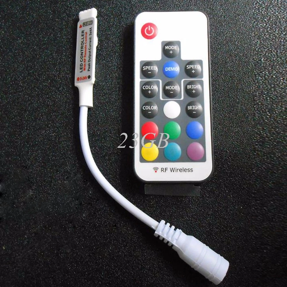

RF Wireless Remote Controller 17 Key For 5050 3528 SMD RGB LED Light Strips Mini T20