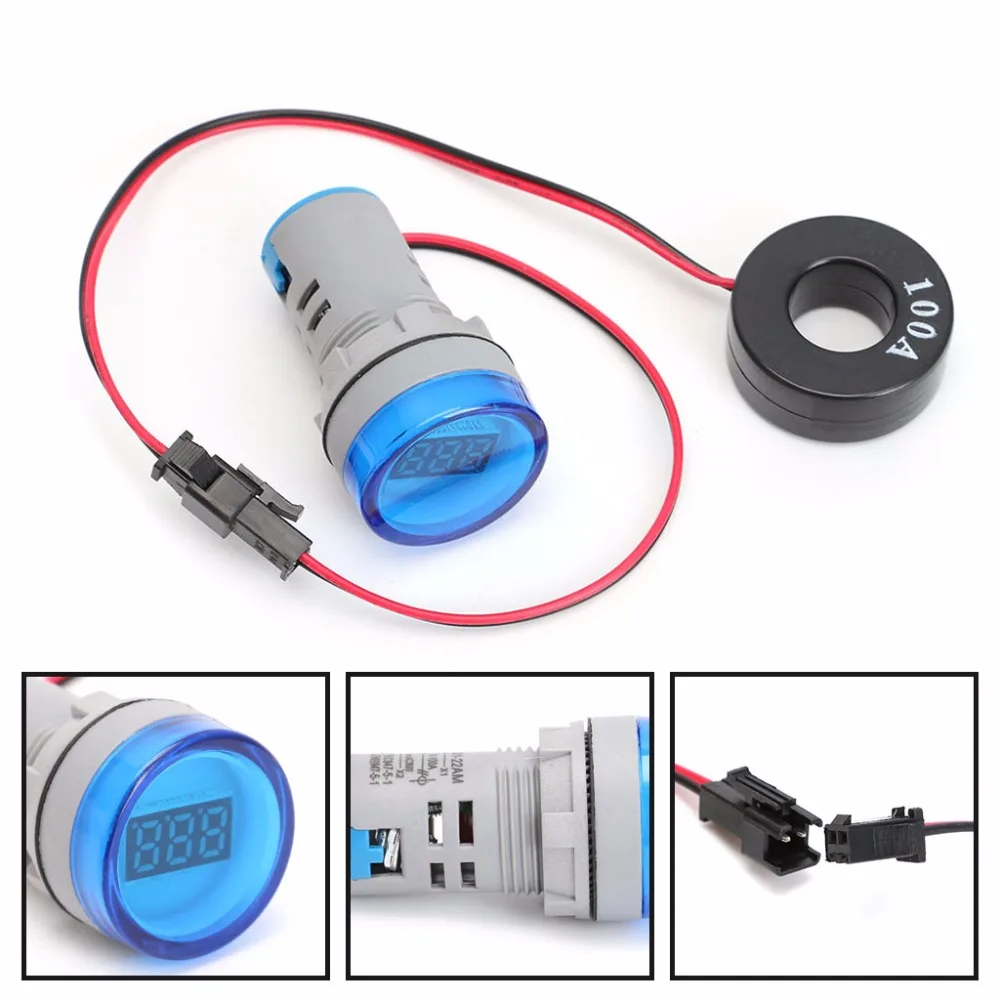 

AC 220V 0-100A Digital Ammeter 22mm Display Monitor Current Measuring Meter #H028# Drop shipping