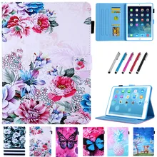 Чехол для iPad 9,7 5-го 6-го поколения с изображением цветов и бабочек из искусственной кожи, умный чехол для планшета для iPad Pro Air 2
