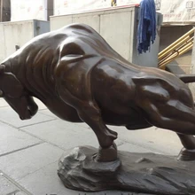 Xd 001973 3" Китайский Чистая Бронзовый Знак Богатство Монета Фэншуй Сильный Бык Бык Статуя Животных