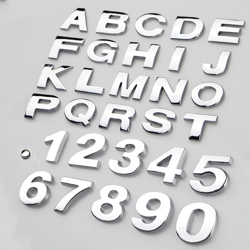 40Pcs Set 3D  DIY Chrome ABS Alphabet Letter  Number 