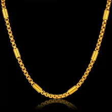 Punk Box Link Chain Necklace For Men Women Gold Color Stainless Steel Neck Necklaces Male Hiphop Golden Jewelry Dropshipping