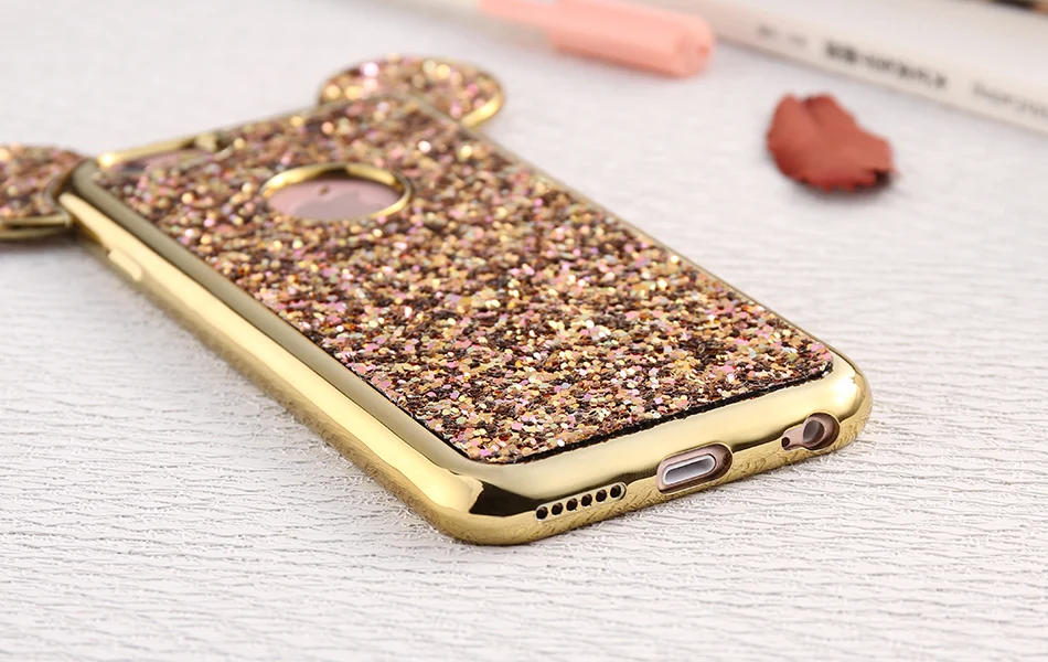 Marchcover для iPhone XS MAX XR X 8 7 6S 6 Plus Minnie Mickey Ear хромированный блестящий чехол силиконовый