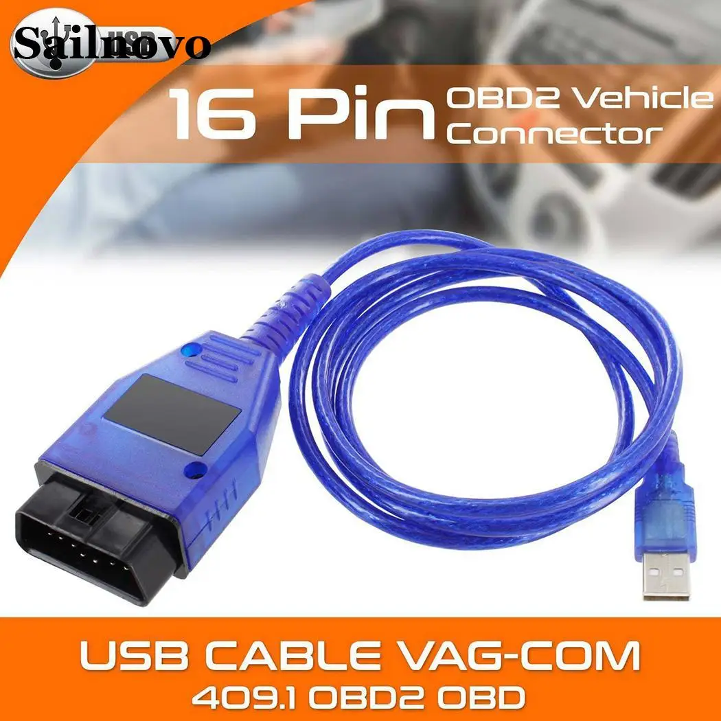 

USB Vag-Com Interface Cable KKL VAG-COM 409.1 OBD2 II OBD Diagnostic Scanner for VCDS VW Vag Com WINDOWS 98 ME 2000 NT Interface