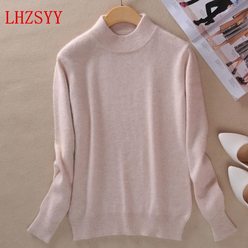 Fall winter NEW female half high round neck Cashmere Blending Sweaters Slim Loose hedging Sweater knit  bottoming Wool Sweater