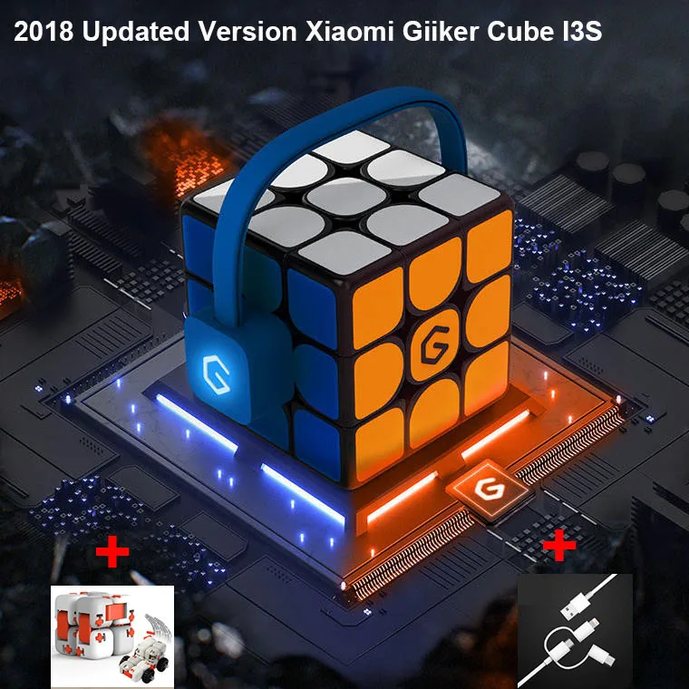 Xiaomi mijia Giiker супер умный куб приложение пульт дистанционного управления Профессиональный волшебный куб Пазлы красочные Развивающие игрушки для мужчин и женщин - Цвет: I3S mitu 3head cable