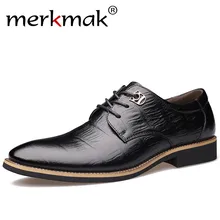Merkmak 2017 Luxusmarke Männer Wohnungen Mode Hohe Qualität Echtes leder Schuhe Herren Lace Up Business Kleid Schuhe Oxfords Für männer
