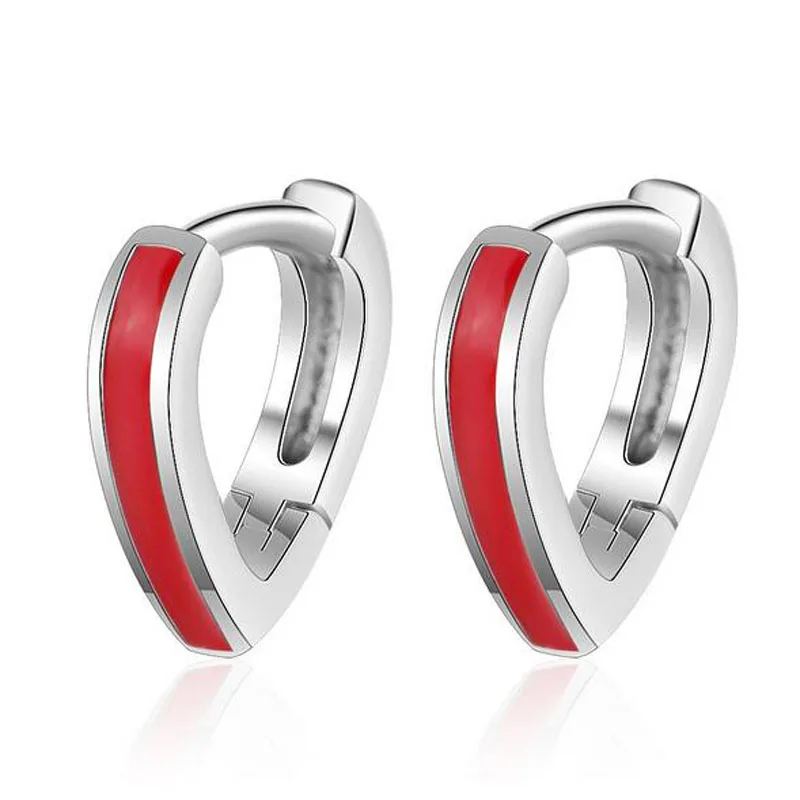 

Sunnyyou Baby Trendy 925 Sterling Silver Red Enamel Lovely Heart Loop Huggies Hoop Earring For Children Girls Cute Gift Jewelry