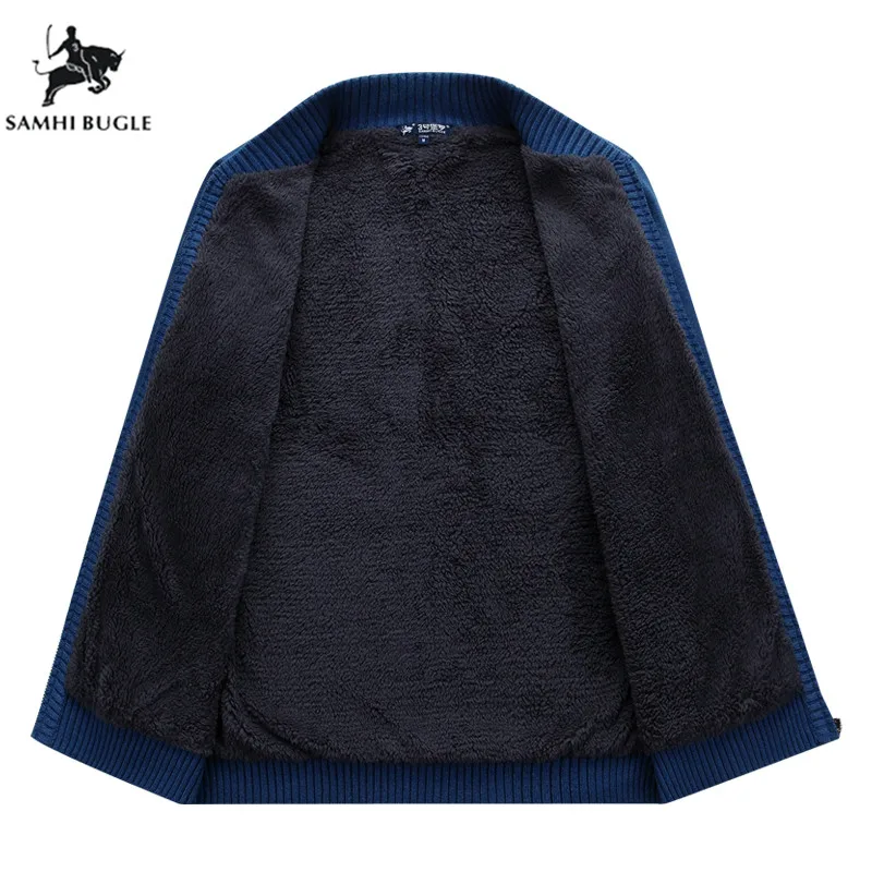 Keep Warm Sweater Men Winter Warm Thick Velvet Sweatercoat Zipper Casual Cardigan Embroidery Men Sweaters Pattern Knitwear