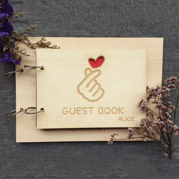 

A5 A4 Personalized Photo Album ,Wedding guest book, Wooden photo album,Rustic Wedding DIY Scrapbook,Laser Engraved