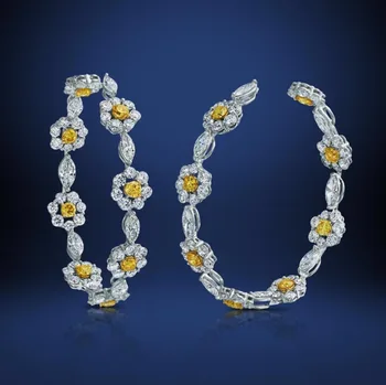 

GODKI Luxury Cubic Zircon Daisy Flower Big Hoop Earrings for Women Wedding Fashion Party Jewelry Engagement Brincos Femme 2018