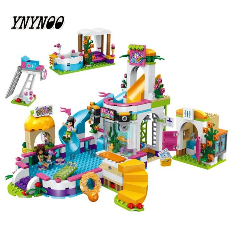 

YNYNOO 37029 592pcs Girl Friend Princess Heartlake Summer Pool Lele Building Block Compatible legoings 41313 Brick Toy