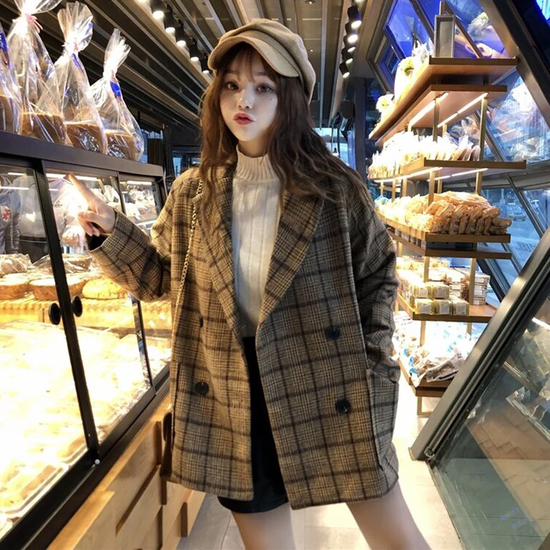 

Princess sweet lolita coat Vintage spring Korean vision preppy style students plaid fashion and all match coat women MLBZ012