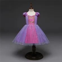 Детские запутанные платья для ролевых игр на Хэллоуин костюм Рапунцель фиолетового цвета вечерние кружевные сетчатые платья для косплея Софии для девочек на Хэллоуин