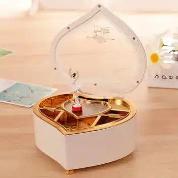 

1pcs Heart Shape Dancing Ballerina Music Box Jewellery Carousel Swivel Music Box Gift For Girls