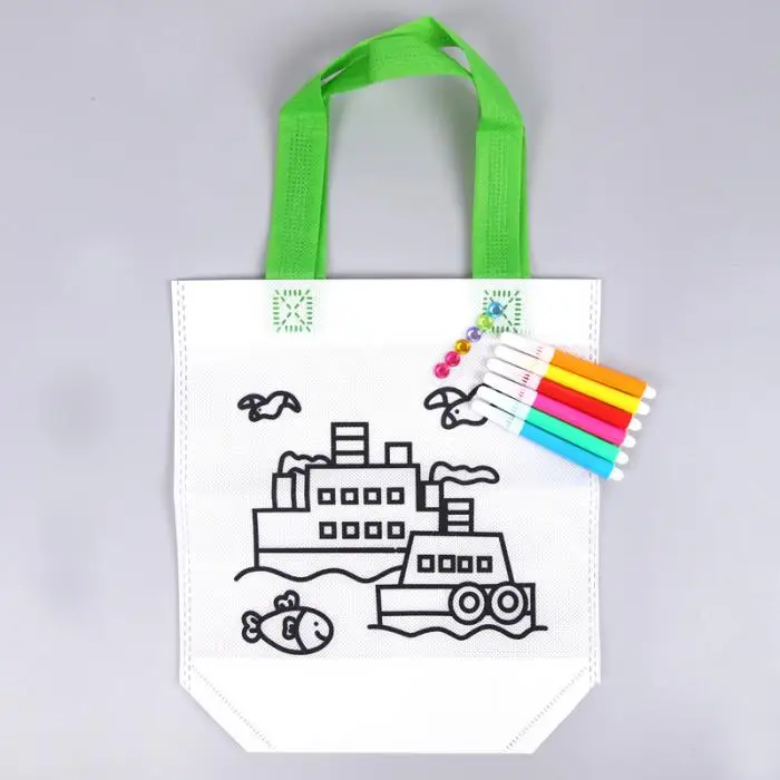 10 шт. холщовые сумки Детские DIY Ручная роспись Портативная сумка для рисования живопись J2Y