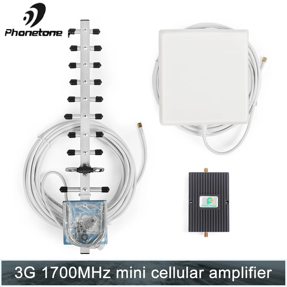 

65dB 3G CDMA 1700MHz Cellphone Signal Booster Repeater Amplifier with Directional Internal Panel Antenna and GSM Yagi Antenna