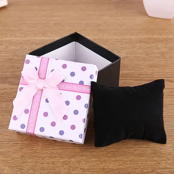 

Square Earrings Ring Jewelry Gift Box Storage Display Box Casket for Decorations Coffin Watch Box Bow Knot Paper Clock Box