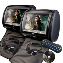 2 unids 7 pulgadas reposacabezas coche Monitores reproductor DVD USB/sd/HDMI/FM pantalla táctil TFT LCD botón 32 bits Control Remoto + 2 auriculares