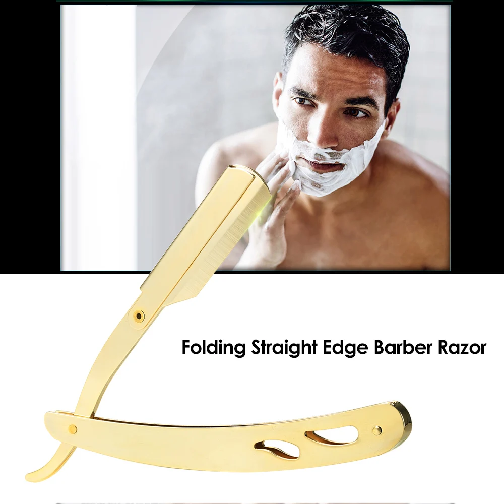 Stainless Steel Straight Edge Razors Barber Shaving Razor Folding