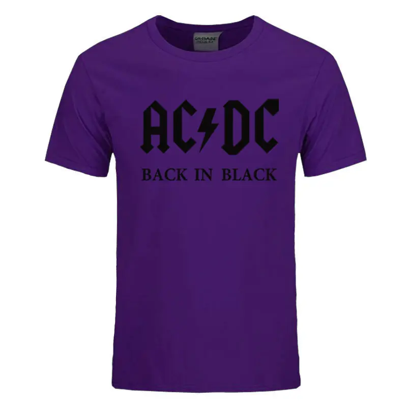 Рок группа AC DC Футболка Мужская Лето хлопок Модная брендовая ACDC Мужская футболка хип-хоп футболки для фанатов - Цвет: purpleblack