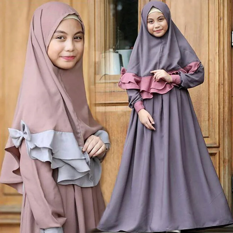 

New Children Abaya Kids Muslim Girl Dress Kaftan Moroccan Hijab Robe Dubai Bangladesh Vestido Uae Abayas Islamic Dresses