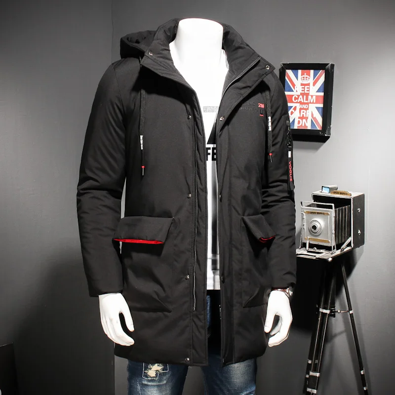 Размера плюс 10XL 8XL 6XL новое длинное Толстое Зимнее пальто Мужская брендовая одежда черная однотонная теплая куртка с капюшоном мужская качественная куртка-парка