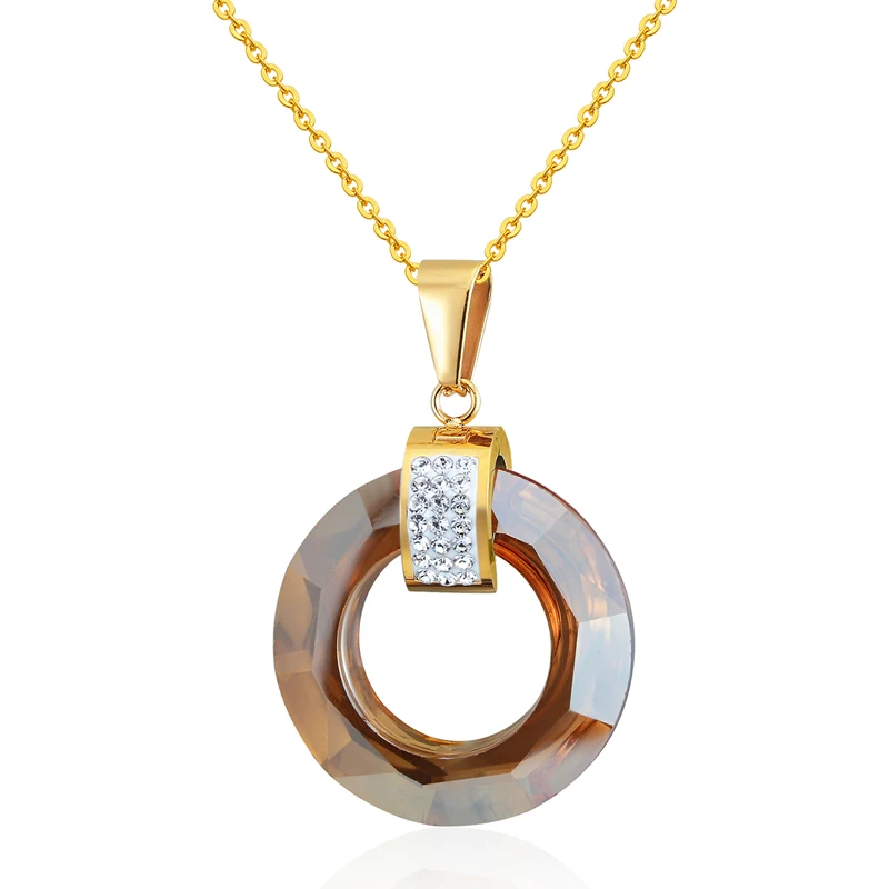 Дизайн, горячее предложение, несколько секций, мерцающее Круглое стекло, женское ожерелье с подвеской, лучший подарок, ювелирные изделия,, ожерелье для женщин - Окраска металла: Brown