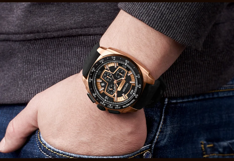 Лидирующий бренд Роскошные мужские часы из розового золота кварцевые аналоговые уличные спортивные часы военные Relogio Masculino мужские часы Whatch мужские часы