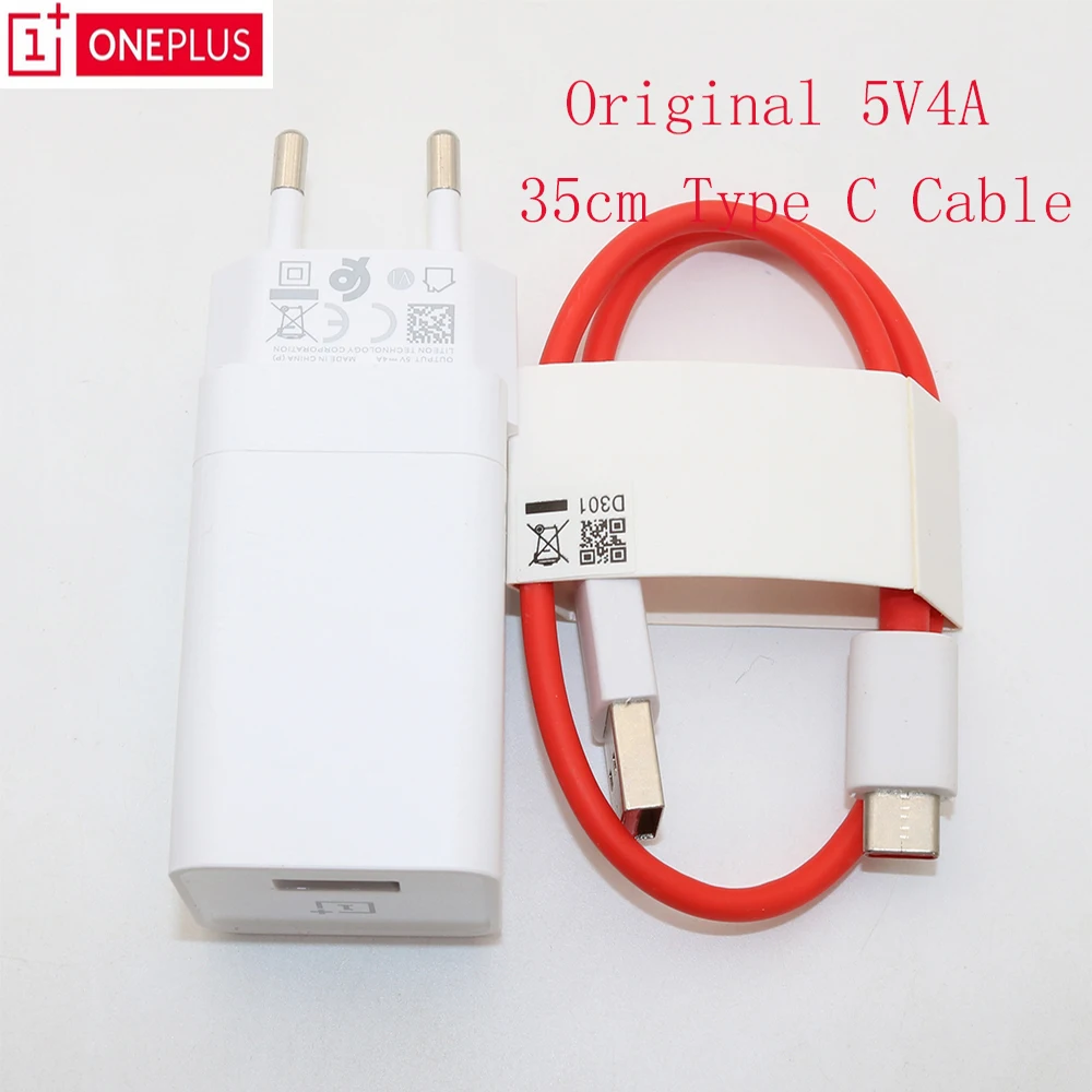 

Original EU 5V4A quick Charger 35cm Type C power bank fast Charging Data Cable For oneplus 6 6T 5T 5 3T 3 six five three