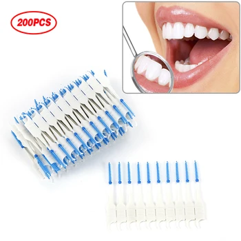

Dental Dual Interdental Brush 200Pcs Tooth Flossing Head Teeth Oral Hygiene Toothpick Tooth Pick Brush Tooth Cleaning Tools
