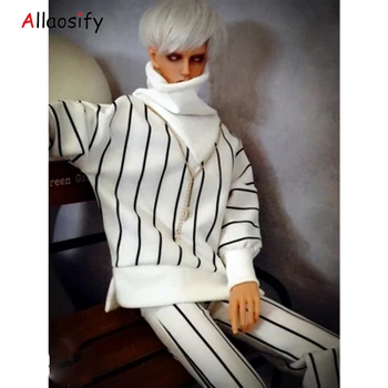 

Allaosify bjd Clothes Bjd EVA men's accessories SD doll 1 / 3 leisure long sleeve daily loose stripes full set of Wei clothing