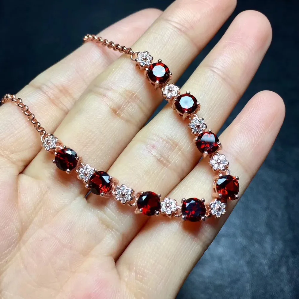  Bracelet en pierres précieuses naturelles grenat rouge Bracelet en pierres précieuses naturelles S9