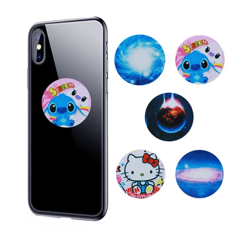 

Cartoon Round Mobile Phone Holder Finger Ring Gasbag Bracket Anti-Drop Extensible Airbag Stand Mount For iPhone X XS XR 8 7 6s